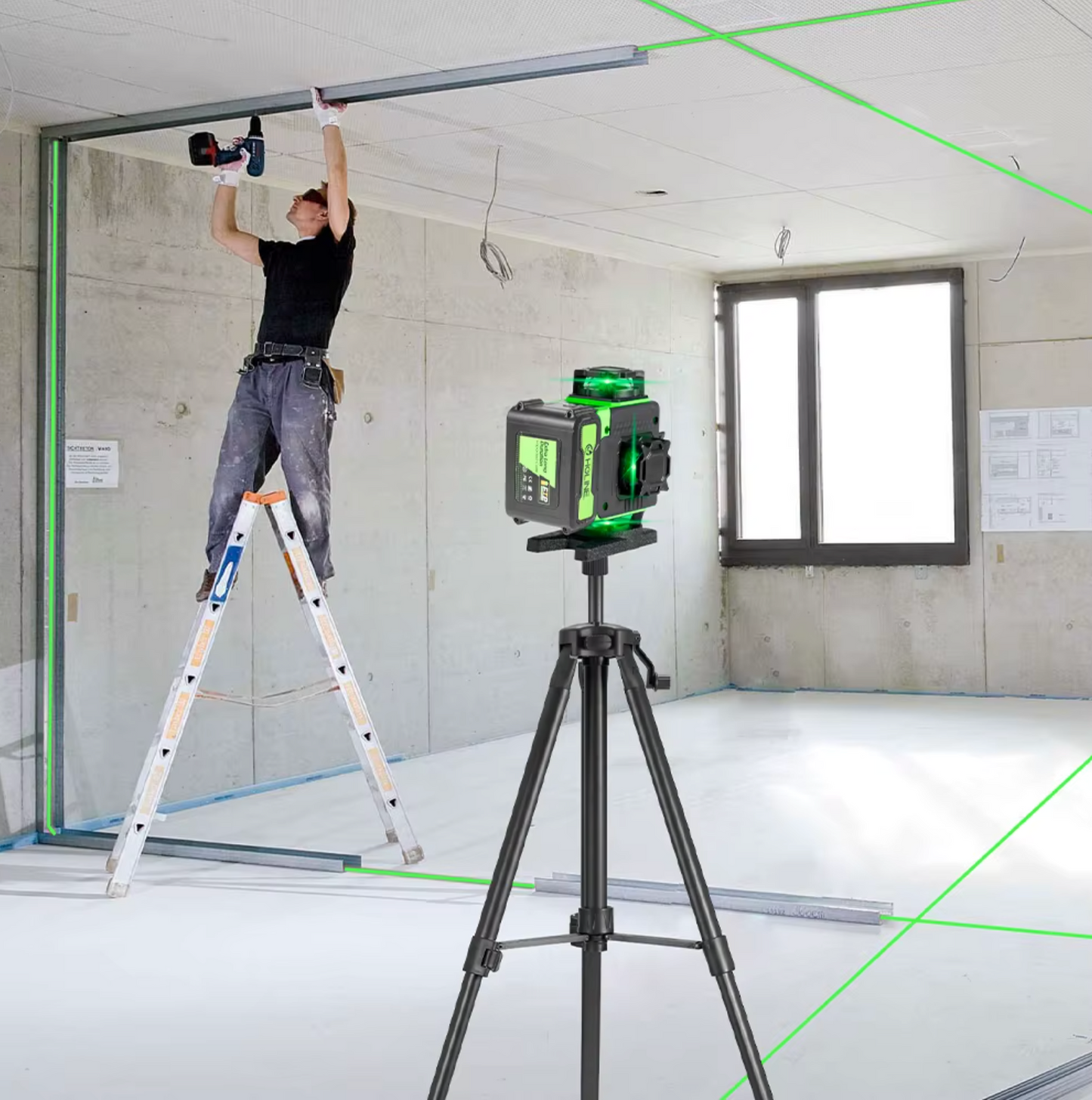 DataVolt 4D Kruislijnlaser – 16 Lijnen · 360° · 50 Meter Meetbereik