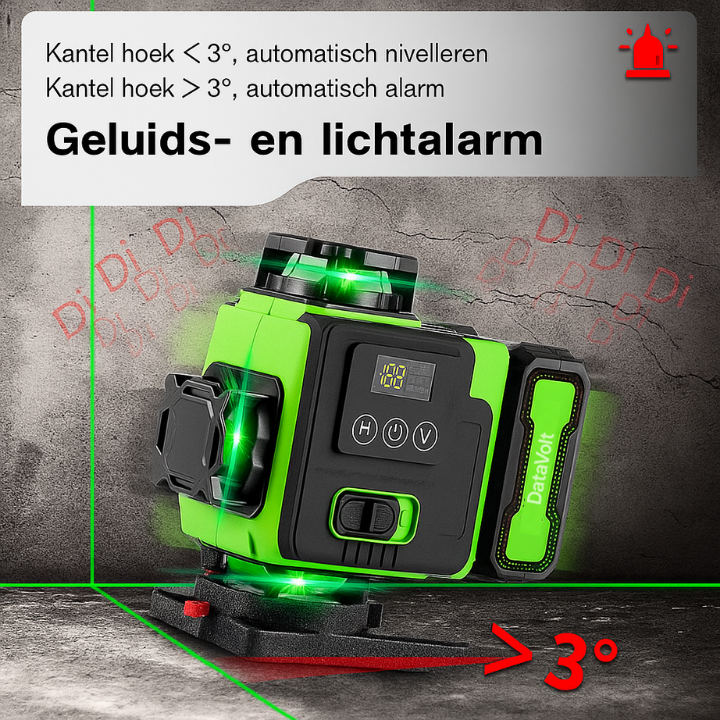 DataVolt 4D Kruislijnlaser – 16 Lijnen · 360° · 50 Meter Meetbereik